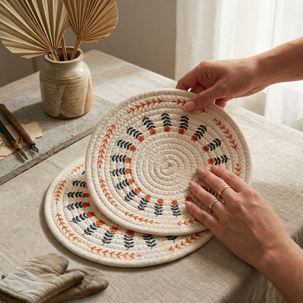 Woven Cotton Linen Trivet & Heat Pad
