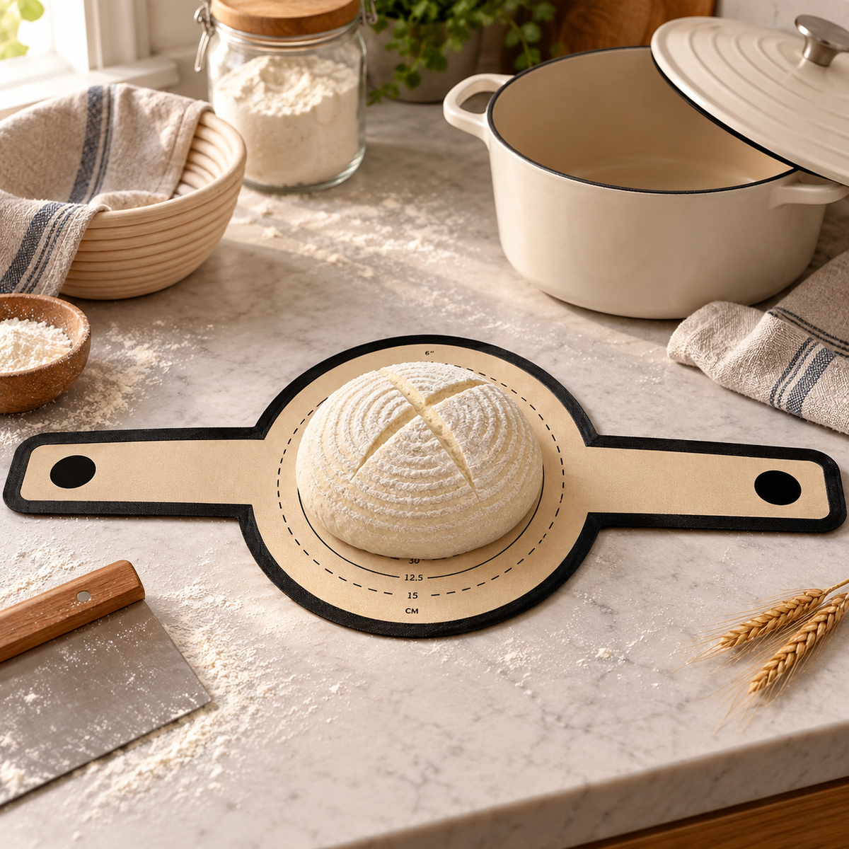Round Silicone Baking Mat with Handles
